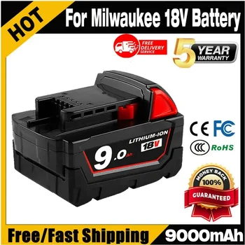 Аккумуляторные батареи для литий-ионного аккумулятора Milwaukee M18B5 XC 18v 9.0/6.0/12.0 Зарядное устройство Ah для Milwaukee M18 12V ~ 18V  4