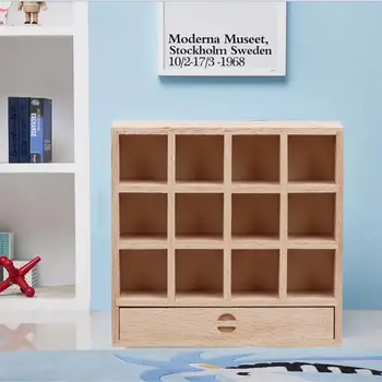Аксессуары для кукольного домика Реалистичная миниатюрная мебель для кукольного домика Компактная модель шкафа с 12 ящиками для хранения высокого качества  0