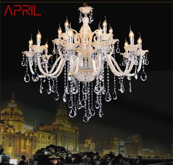 Апрельские люстры в европейском стиле, светодиодные свечи, хрустальные подвесные светильники, роскошные декоративные светильники для дома, гостиничного зала  5