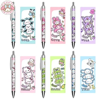 Аутентичная Гелевая ручка Sanrio Cute 12шт Hello Kitty Kuromi Melody, учащиеся пишут канцелярские принадлежности, Экзаменационная ручка, Специальные школьные принадлежности 0,5 черного цвета  3