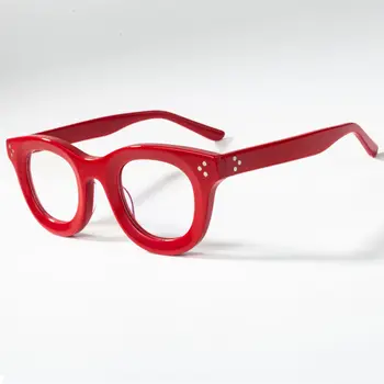 Ацетатные Квадратные очки для чтения Для мужчин и женщин, Винтажные Красные, белые, черные очки в толстой оправе, очки по рецепту, Антибликовое покрытие  5