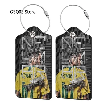 Багажные бирки Neymar для чемоданов с абстрактной кожаной петлей из нержавеющей стали, Бирка-этикетка для мужчин и женщин, Дорожная сумка, Чемодан, 1 шт  10