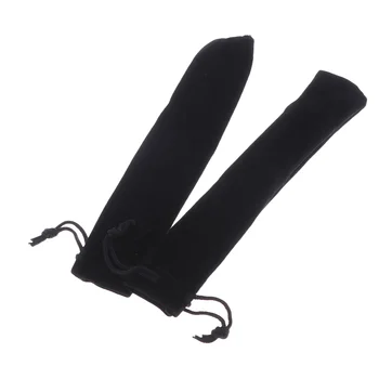 Бархатный мешочек для ручек на шнурке, держатель для ручек, подарочная сумка для карандашей, черная бархатная сумка на шнурке  5