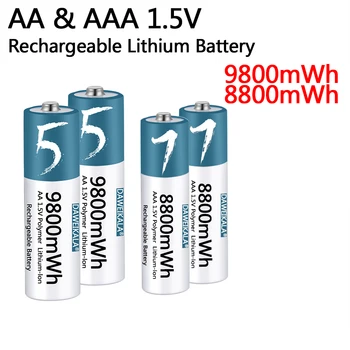 Батарейка типа АА ААА 1,5 В Перезаряжаемая полимерная литий-ионная батарейка типа АА ААА для мыши с дистанционным управлением, маленького вентилятора, электрической игрушки  0