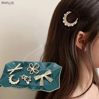 Блестящий Кристалл Звезда Луна зажим для волос для женщин элегантный корейский дизайн Оснастки заколка заколка набор аксессуары для волос  5