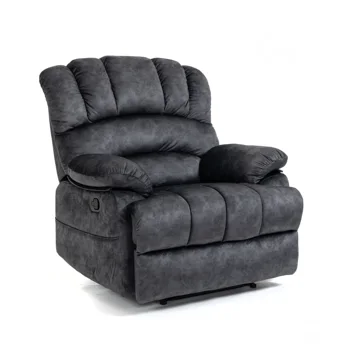 Большой тканевый стул с откидной спинкой для гостиной, серый  5