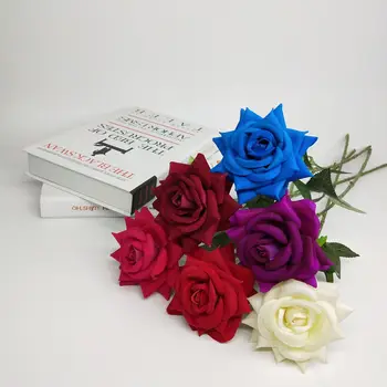 Букет из искусственных роз, Бархатные шелковые цветы для изготовления, Зеленая обшивка стен, Роскошный декор для домашней вечеринки  3