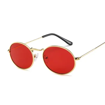 Винтажные Черные Овальные солнцезащитные очки 2022 года, женские солнцезащитные очки в маленькой оправе, женские солнцезащитные очки из сплава, красные, розовые, зеркальные, наружные солнцезащитные очки  1