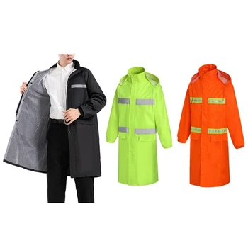 Высокая видимость, безопасность, Скрытый капюшон, Длинная водонепроницаемая дождевальная рабочая одежда для строительных работ, дождевик  5