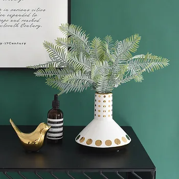 Геометрическая золотая керамическая ваза в скандинавском стиле, украшение дома в гостиной, прикроватный столик в спальне, украшение рабочего стола, ремесла  4