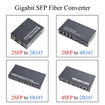 Гигабитный SFP Медиаконвертер 2/4 SFP в 2/4/8 Модуль Приемопередатчика RJ45 Fast Ethernet 10/100/1000 М Волоконно-Оптический Коммутатор Для IP-Камеры  5