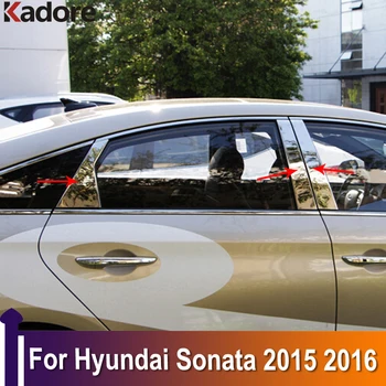 Декоративная накладка центральной стойки окна для Hyundai Sonata 2015 2016 Аксессуары для экстерьера автомобиля из нержавеющей стали  4