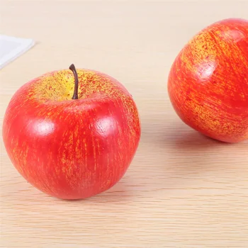 Декоративные искусственные яблоки имитация пластиковых фруктов для дома 6шт красный  4
