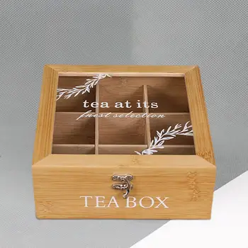 Деревянная коробка для чая, Многоцелевой держатель для пакетиков сахара, разделенный Органайзер для ювелирных изделий для рабочего стола, кухни, домашних шкафов  5