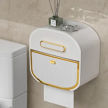 Держатель для бумажных полотенец, хранение рулонной бумаги, водонепроницаемый и сверхпрочный Многофункциональный ящик для ванной комнаты, туалетные принадлежности  5
