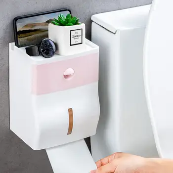Держатель рулона туалетной бумаги для ванной Комнаты Двухслойный ABS Водонепроницаемый Настенный Самоклеящийся Ящик для хранения Рулонной бумаги Полка  5