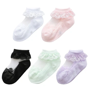 Детские носки F62D, дышащие кружевные носки с цветами, летние носки принцессы для девочек от 0 до 4 лет  4