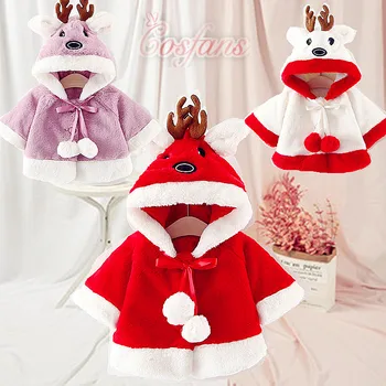 Детские Рождественские костюмы для косплея Санта-Клауса, зимний плащ Лося, маскарадное платье со шляпой, рождественское пальто для девочек, 3 цвета, бесплатная доставка  5