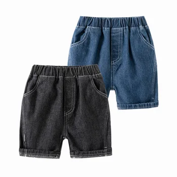 Джинсовые шорты для мальчиков, 2 цвета, джинсовые брюки для малышей, хлопковая детская одежда, новинка 2024 года  10