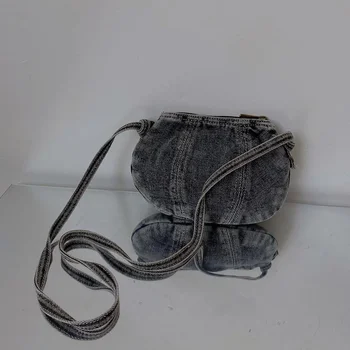 Дизайнерская джинсовая сумка для стирки в воде, Корейская студенческая нейлоновая водонепроницаемая холщовая сумка через плечо, женские ранцы  5