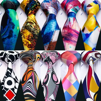 Дизайнерский шелковый галстук с золотым принтом Для мужчин 2023, Высококачественные наборы карманных квадратных запонок, Подарки на День рождения, галстук Barry.Ван 5281  5