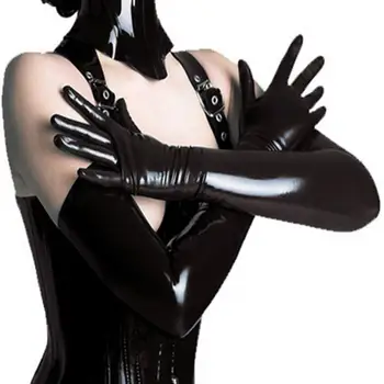 Длинные перчатки на полный палец, сексуальные, 1 пара женских костюмов для косплея из искусственной лакированной кожи для ночного клуба и вечеринки  5