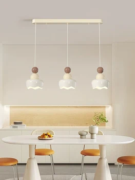 Длинный железный подвесной светильник AiPaiTe в современном кремовом стиле, подходящий для гостиной, столовой, спальни, светодиодный подвесной светильник  5