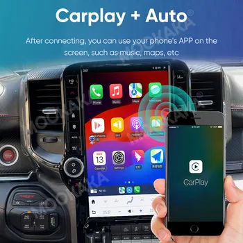 Для Dodge Ram Pickup 1500 2018-2022, автомобильный радиоприемник с экраном Android Tesla, Стерео мультимедийный плеер Carplay, 13,6-дюймовый Android Auto  3