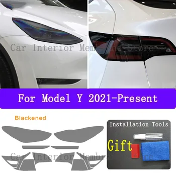 Для Tesla Модель Y 2021-2022 Наружная фара автомобиля с защитой от царапин, Тонировка передней лампы, защитная пленка из ТПУ, Аксессуары для ремонта  5