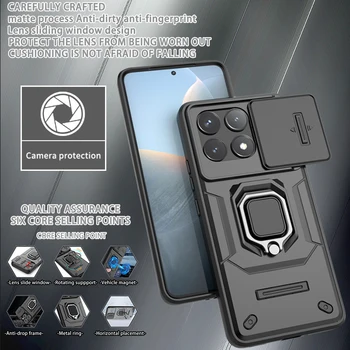 Для Xiaomi Redmi K70 Pro Чехол С Магнитным Кольцом Автомобильный Держатель Чехол Для Телефона Xiaomi redmi K70 K70Pro K70E Slide Camera Armor Задняя Крышка  4