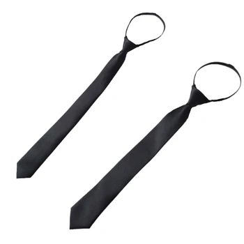 Для мужчин и женщин в корейском элегантном стиле, черный галстук с регулируемой застежкой-молнией, предварительно завязанный однотонный узкий галстук для официальной свадьбы, выпускного  3