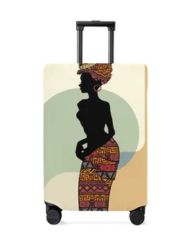 Дорожный багаж African Woman Geometry Защитный чехол для дорожных принадлежностей чемодана Эластичный пылезащитный чехол Защитный рукав  5