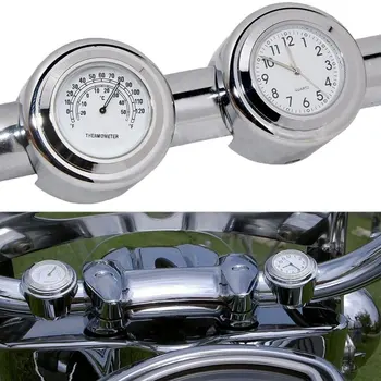 Доступные 22-25 мм Часы на руле мотоцикла Термометр Водонепроницаемый циферблат Крепление на руль для Yamaha Kawasaki и т. Д  0