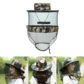 Дышащая шляпа-сетка от комаров Уличная солнцезащитная шляпа со складывающейся сетчатой маской для лица, маски с широкими полями Солнцезащитная шляпа  4