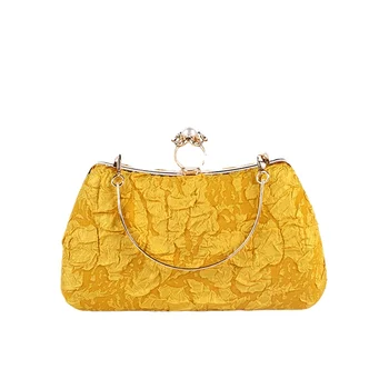Желтая плиссированная сумочка, женская сумка-мессенджер для званого ужина, высококачественная модная универсальная элегантная сумка-клатч на цепочке Knucklebox  5