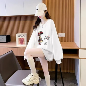 Женская толстовка с капюшоном в американском ретро корейском стиле с буквенным принтом, свободная универсальная толстовка с длинным рукавом и рисунком аниме, толстовка с капюшоном  2