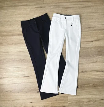 Женские брюки для гольфа в корейском стиле на осень-зиму, черно-белые, быстросохнущие, бархатные, с высокой талией, эластичные, облегающие женские брюки с микро-рогом  10