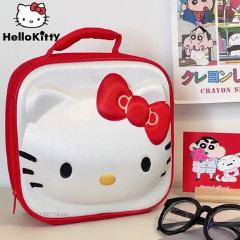 Женские косметички Sanrio 3D Hello Kitty Kuromi на молнии, модная косметичка Y2k, Мультяшная Сетчатая Квадратная сумка-чемодан для путешествий  5