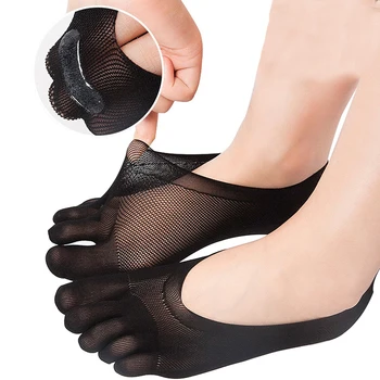 Женские летние Носки с пятью пальцами, Женский ультратонкий носок, Забавный Носок-невидимка sokken, силиконовый противоскользящий дышащий антифрикционный  2