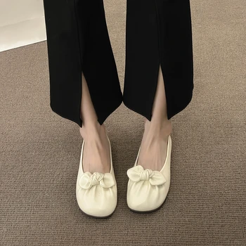 Женские лоферы 2023, весна-лето, Новая модная женская вулканизированная обувь, обувь Мэри Джейн с бантиком, высококачественная легкая обувь  5