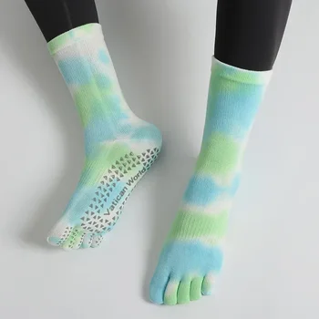 Женские нескользящие силиконовые носки для йоги для пилатеса с пятью пальцами.  5