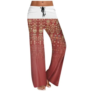 Женские повседневные широкие брюки с текстурированным принтом, повседневные брюки полной длины, винтажные Ropa Mujer  10