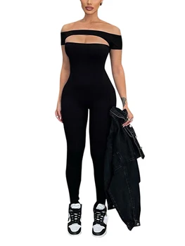 Женский элегантный кружевной комбинезон с открытой спиной и вырезом бандо спереди Y2K Romper Slim Fit Long Streetwear  5