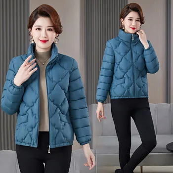 Женское короткое хлопчатобумажное пальто, Женские зимние парки 2023 года, Корейская версия, Свободная пуховая хлопчатобумажная куртка, женская тонкая пуховая куртка, верхняя одежда  4