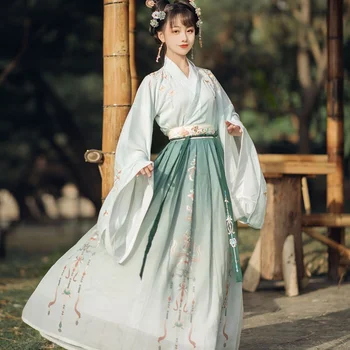 Женское платье Hanfu в Китайском стиле, Традиционное Элегантное Платье принцессы с Цветочной Вышивкой, Восточное Платье Феи для Косплея на сцене, танцевальный халат  10