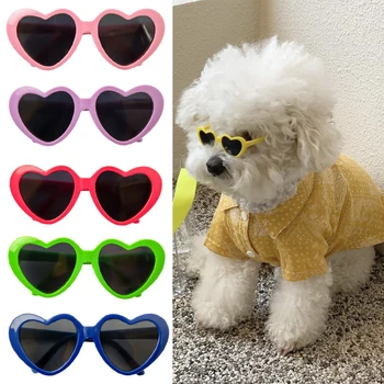 Забавные солнцезащитные очки для собак, милые винтажные очки с сердечками для кошек, солнцезащитные очки для маленьких собак, реквизит для фотографий домашних животных, аксессуары для очков  5