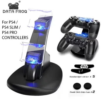 Зарядное устройство для контроллера DATA FROG для PlayStation 4 LED Dual USB Зарядная Док-станция Для Игрового контроллера Dualshock 4/PS4 Slim Pro  0