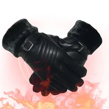 Зимние перчатки Перчатки с сенсорным экраном Теплые ветрозащитные перчатки из искусственной кожи с сенсорным экраном, противоскользящие перчатки с подогревом, теплые тепловые перчатки для рук  5