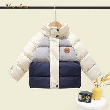 Зимняя куртка для маленьких девочек и мальчиков с хлопковой подкладкой, толстое пуховое пальто для малышей, теплая верхняя одежда в стиле пэчворк, детская одежда от 2 до 10 лет  4
