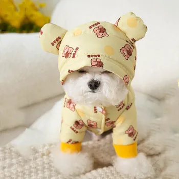 Зимняя одежда с капюшоном than Bear, Теплая пуховая куртка, хлопковое пальто с рисунком шнауцера, утепленная куртка для домашних животных, популярная одежда для собак  5